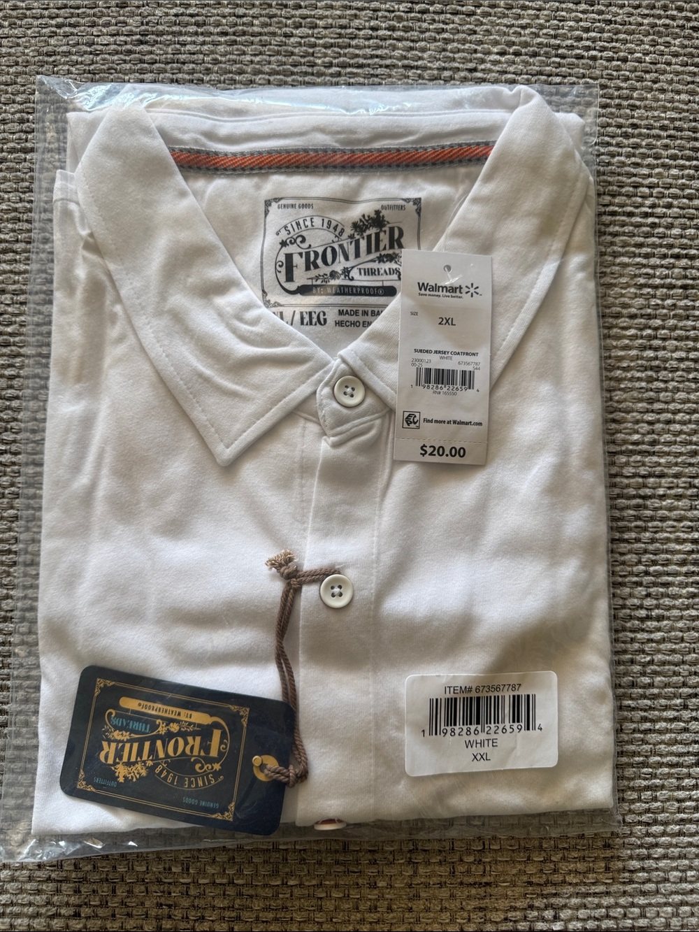 Frontier Threads Men's White Polo Shirt - XXL